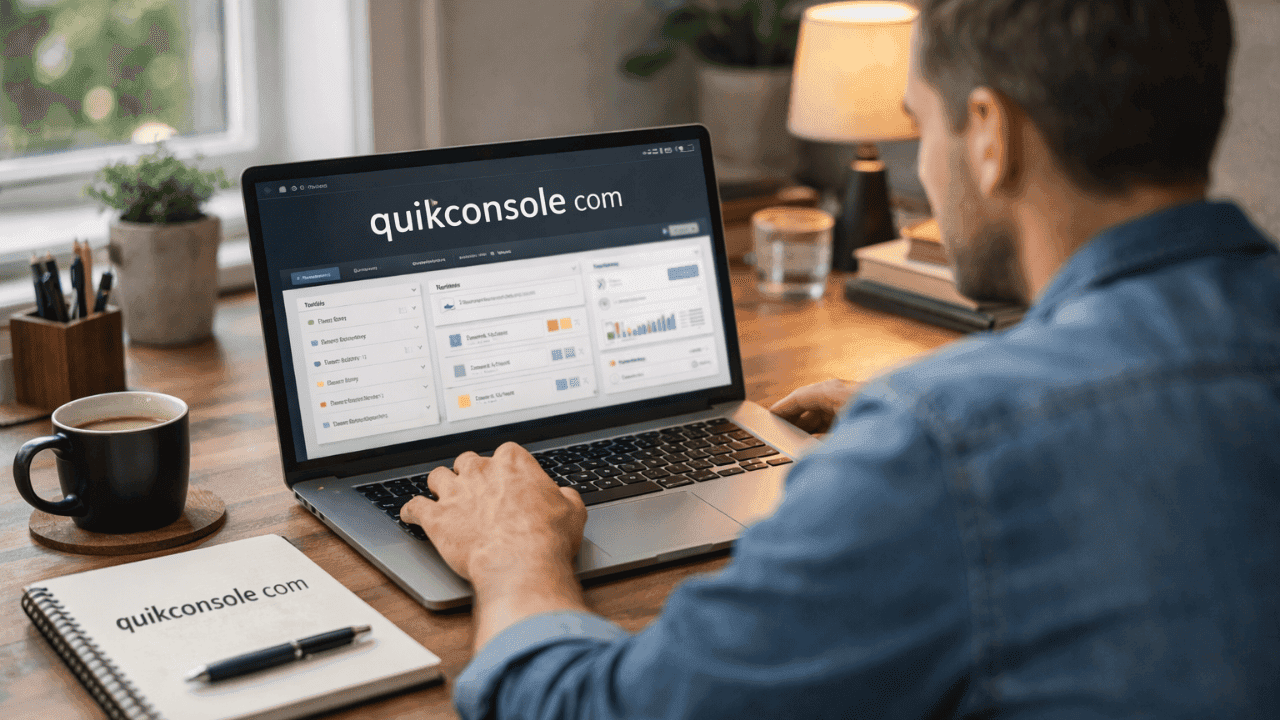 QuikConsole com dashboard showing centralized command execution and access control